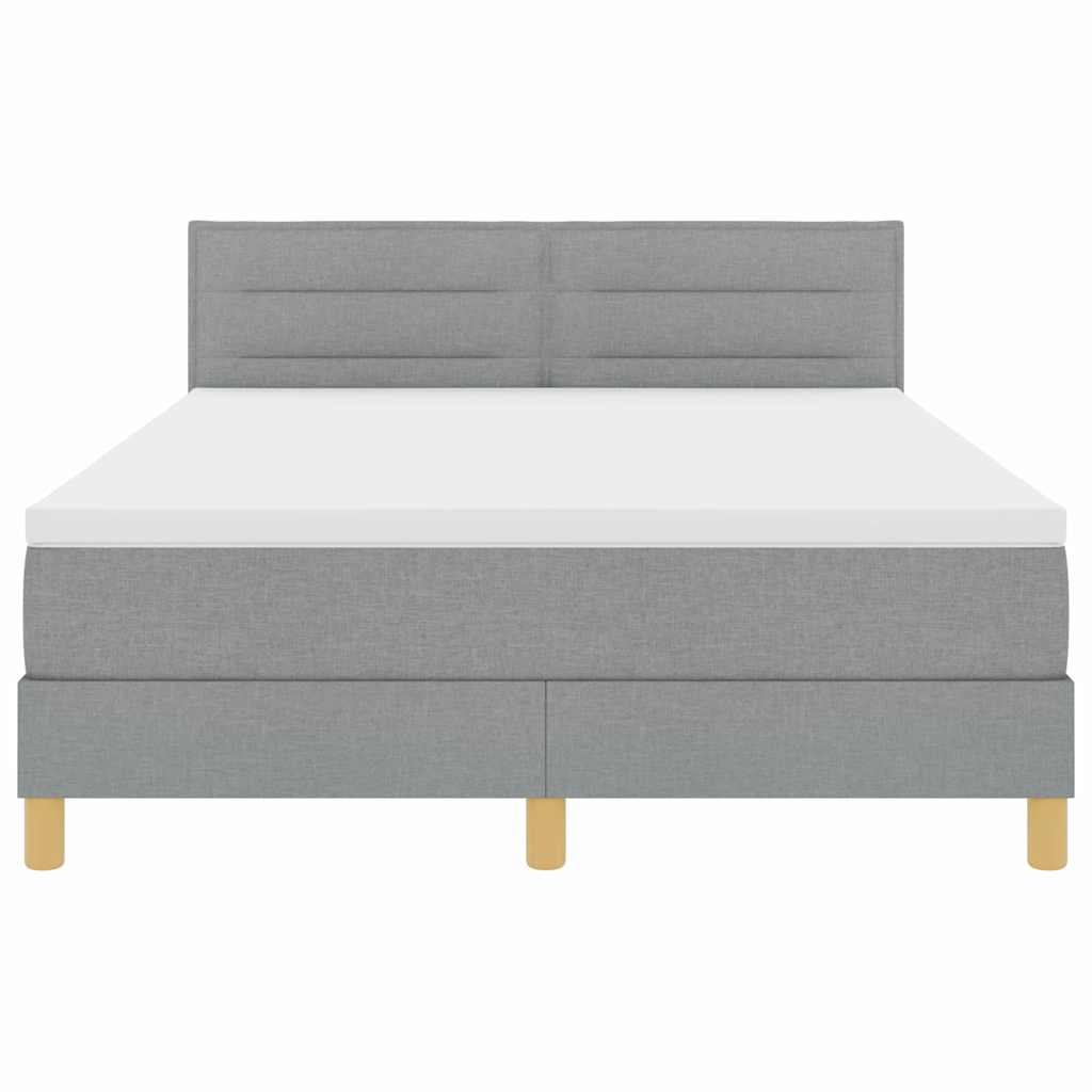 LED Box Spring Bed met hoofdeinde Lichtgrijs 140 x 200 cm Stof is nu te koop bij PeponiXL, paradijselijk wonen!