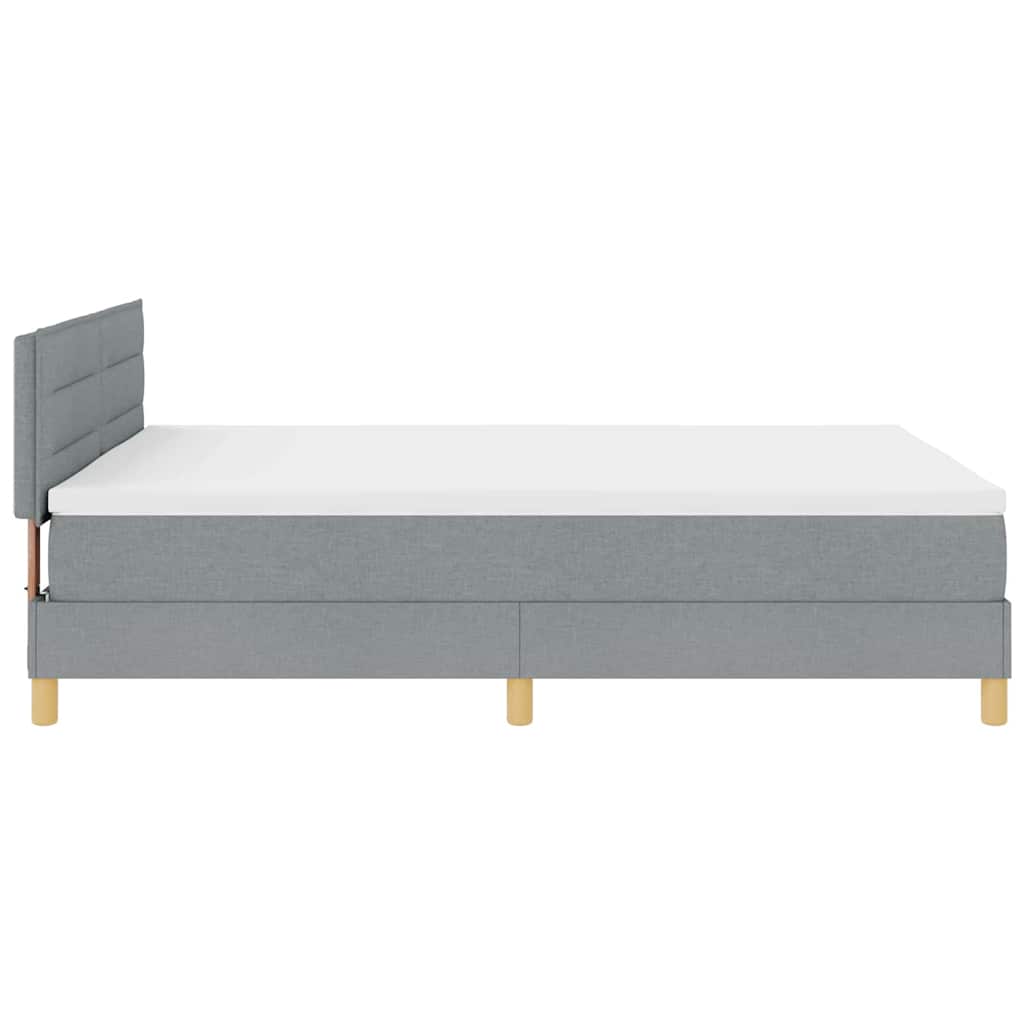 LED Box Spring Bed met hoofdeinde Lichtgrijs 140 x 200 cm Stof is nu te koop bij PeponiXL, paradijselijk wonen!