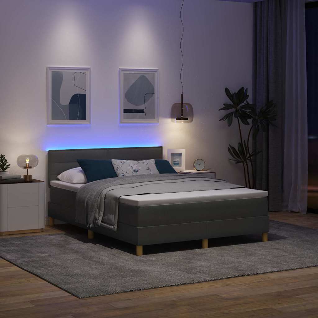 LED Box Spring Bed met hoofdeinde Donkergrijs 140 x 200 cm Stof is nu te koop bij PeponiXL, paradijselijk wonen!