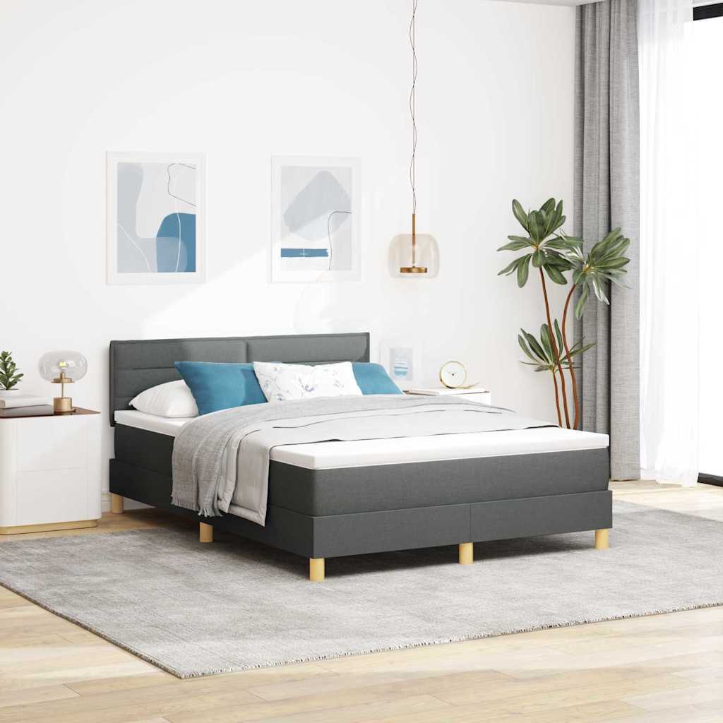 LED Box Spring Bed met hoofdeinde Donkergrijs 140 x 200 cm Stof is nu te koop bij PeponiXL, paradijselijk wonen!