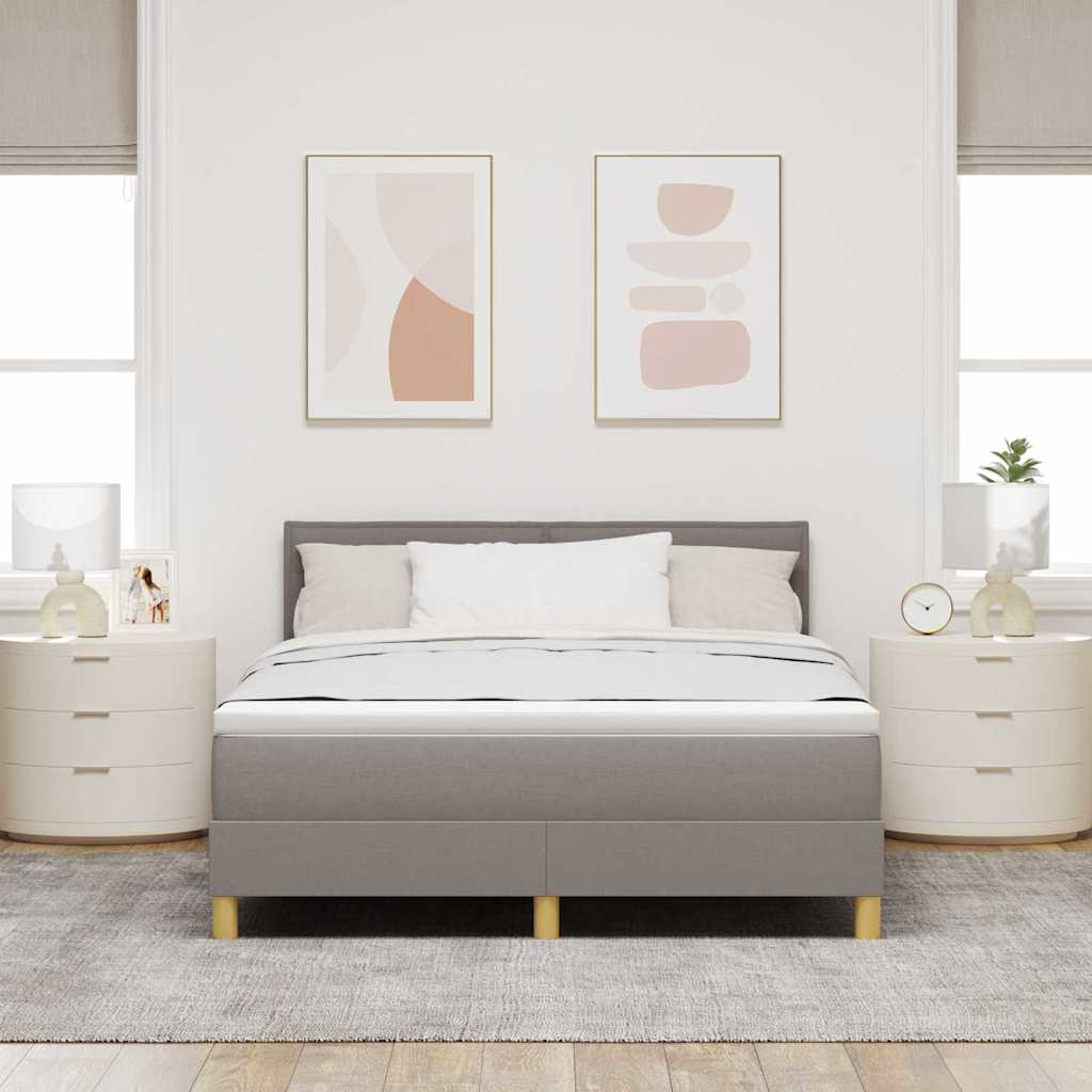 LED Box Spring Bed met hoofdeinde Taupe 140 x 200 cm Stof is nu te koop bij PeponiXL, paradijselijk wonen!