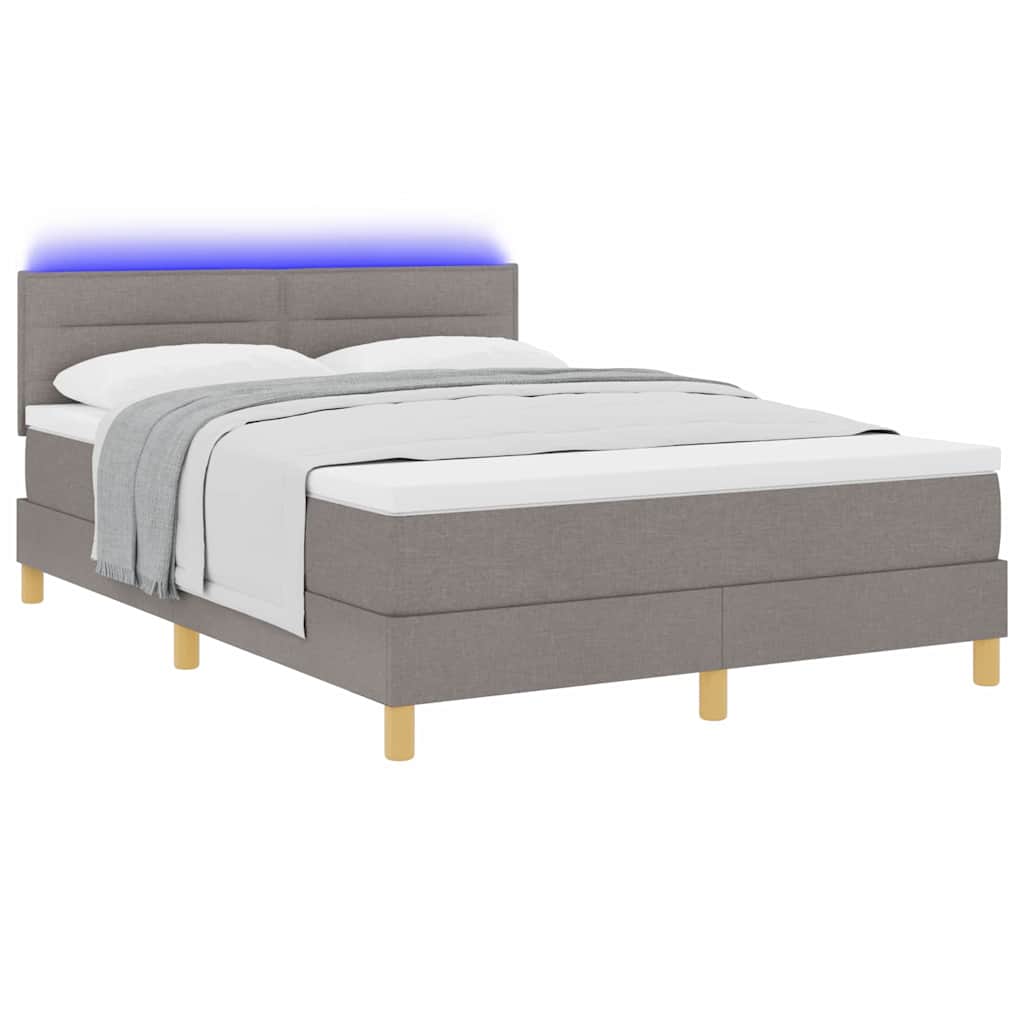 LED Box Spring Bed met hoofdeinde Taupe 140 x 200 cm Stof is nu te koop bij PeponiXL, paradijselijk wonen!