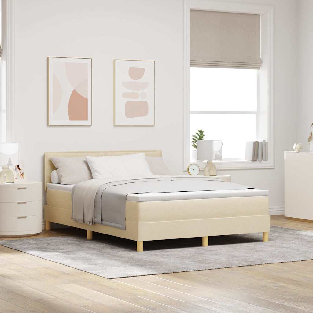 LED Box Spring Bed met hoofdeinde Crème 140 x 200 cm Stof is nu te koop bij PeponiXL, paradijselijk wonen!
