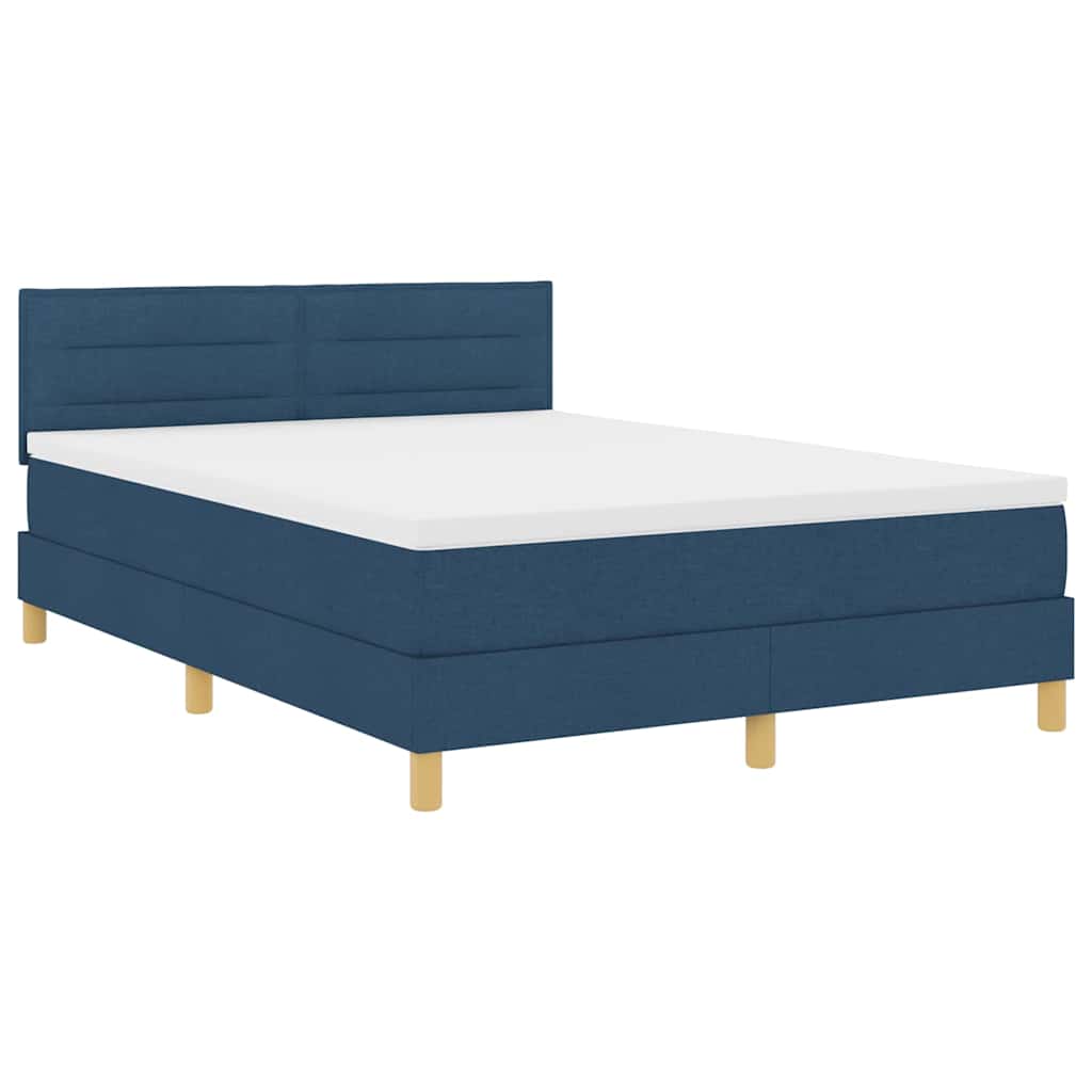 LED Box Spring Bed met kussen Blauw 140 x 200 cm Stof is nu te koop bij PeponiXL, paradijselijk wonen!