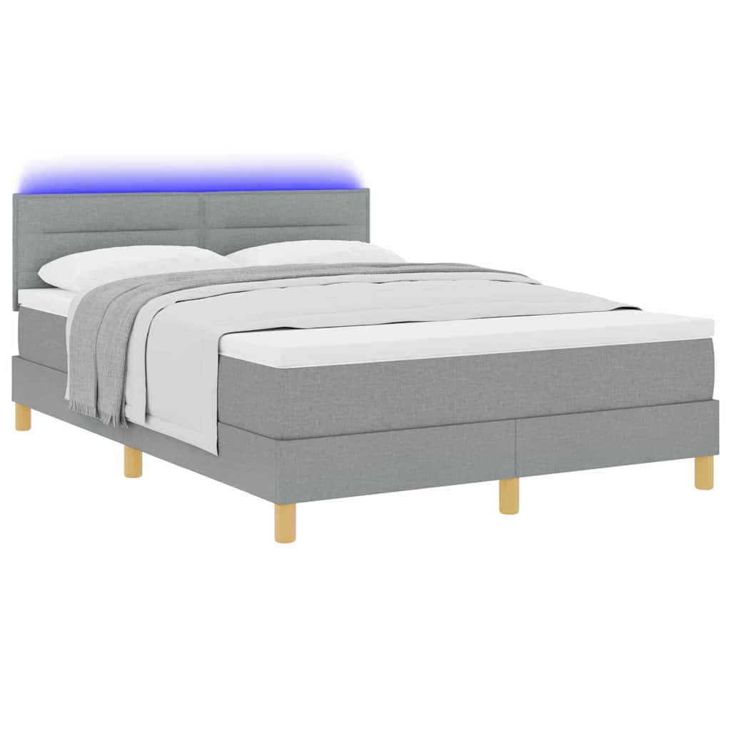 LED Box Spring Bed met hoofdeinde Lichtgrijs 160 x 200 cm Stof is nu te koop bij PeponiXL, paradijselijk wonen!