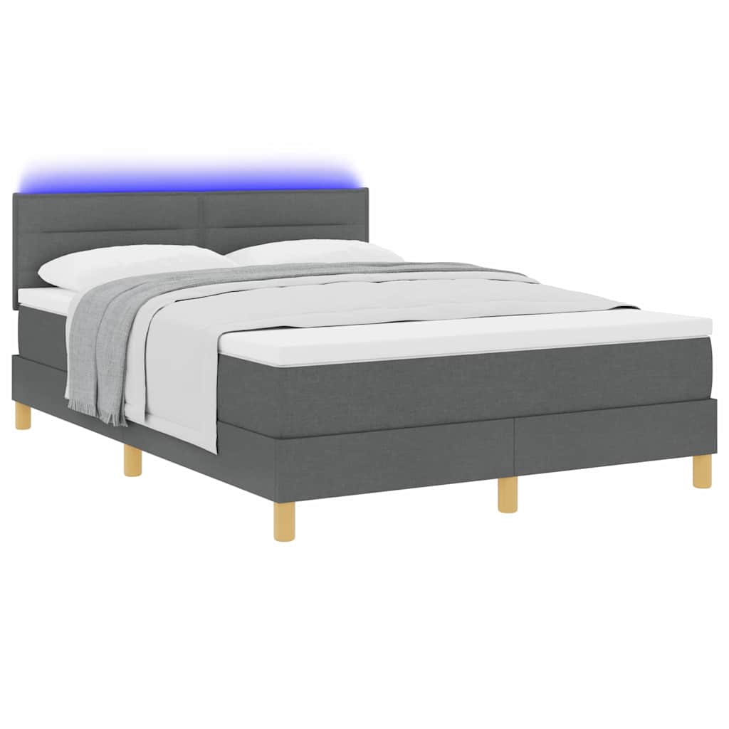 LED Box Spring Bed met hoofdeinde Donkergrijs 160 x 200 cm Stof is nu te koop bij PeponiXL, paradijselijk wonen!