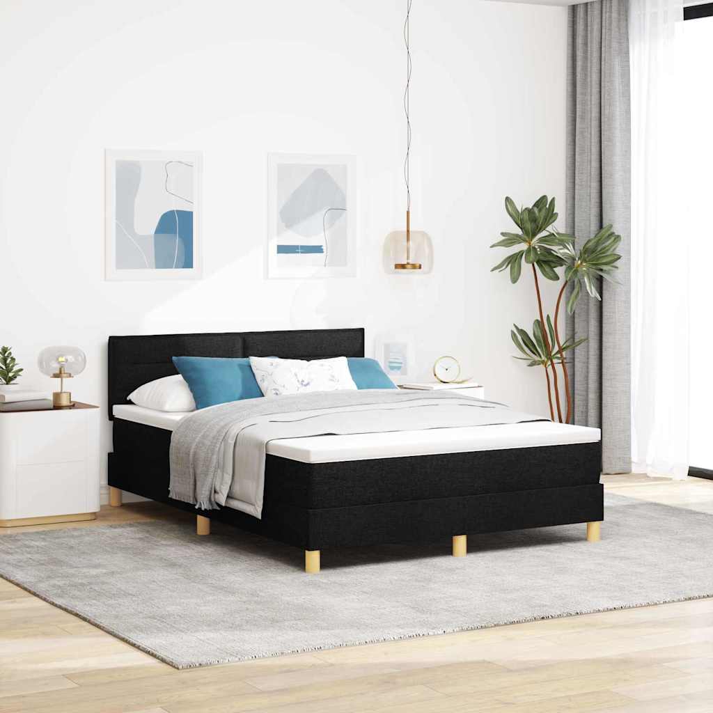 LED Box Spring Bed met hoofdeinde Zwart 160 x 200 cm Stof is nu te koop bij PeponiXL, paradijselijk wonen!