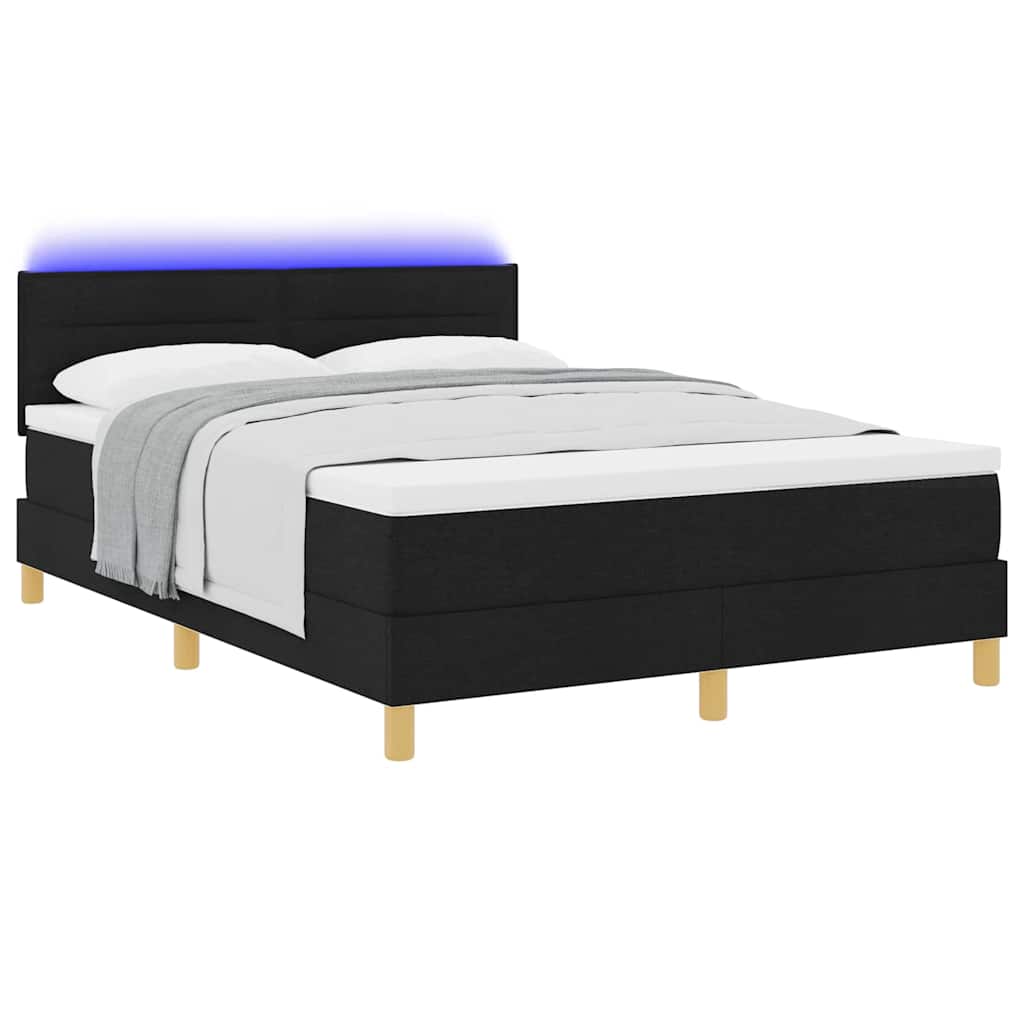 LED Box Spring Bed met hoofdeinde Zwart 160 x 200 cm Stof is nu te koop bij PeponiXL, paradijselijk wonen!