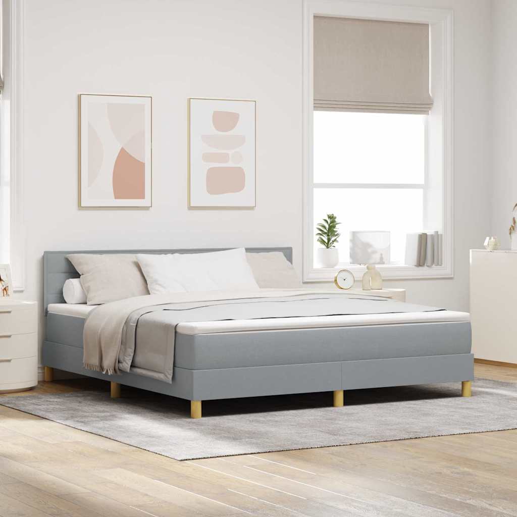 LED Box Spring Bed met kussen Lichtgrijs 180 x 200 cm Stof