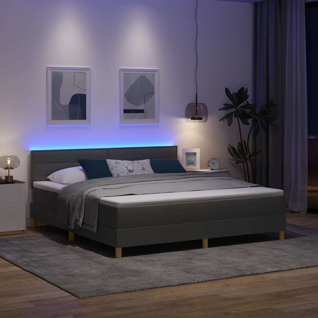 LED Box Spring Bed met hoofdeinde Donkergrijs 180 x 200 cm Stof is nu te koop bij PeponiXL, paradijselijk wonen!