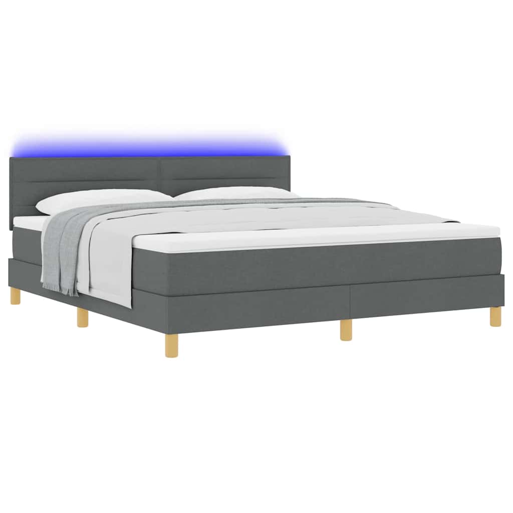 LED Box Spring Bed met hoofdeinde Donkergrijs 180 x 200 cm Stof is nu te koop bij PeponiXL, paradijselijk wonen!