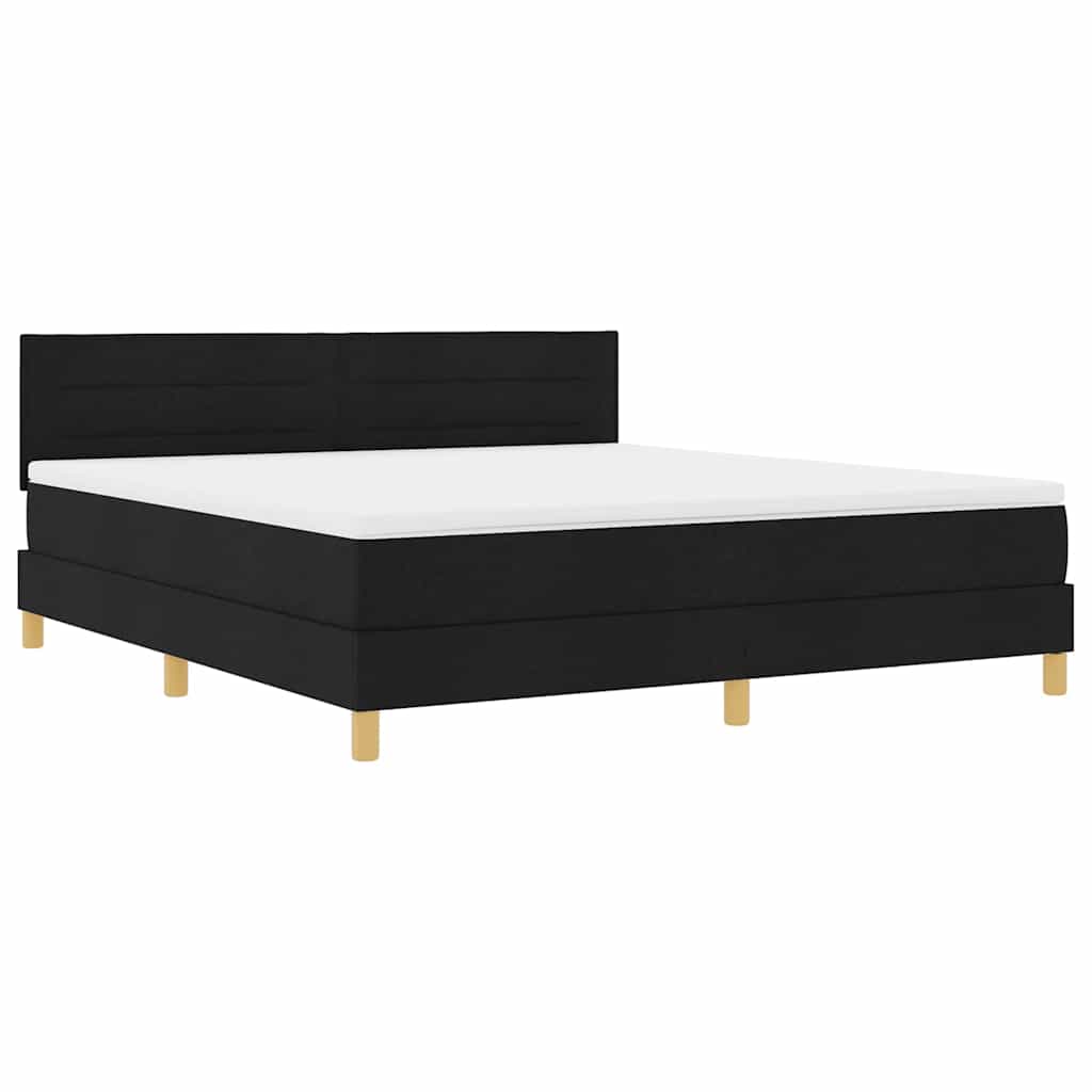 LED Box Spring Bed met hoofdeinde Zwart 180 x 200 cm Stof