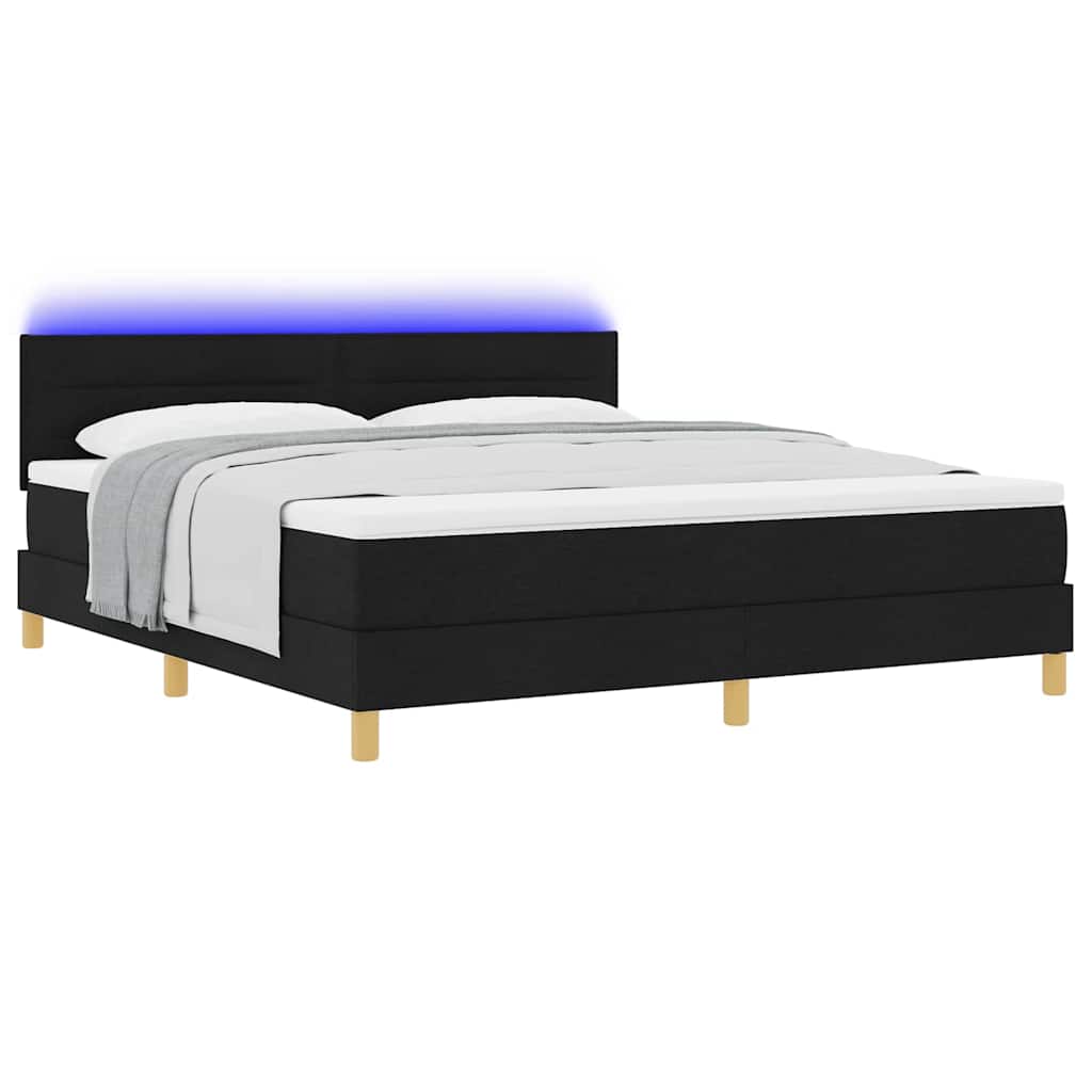 LED Box Spring Bed met hoofdeinde Zwart 180 x 200 cm Stof