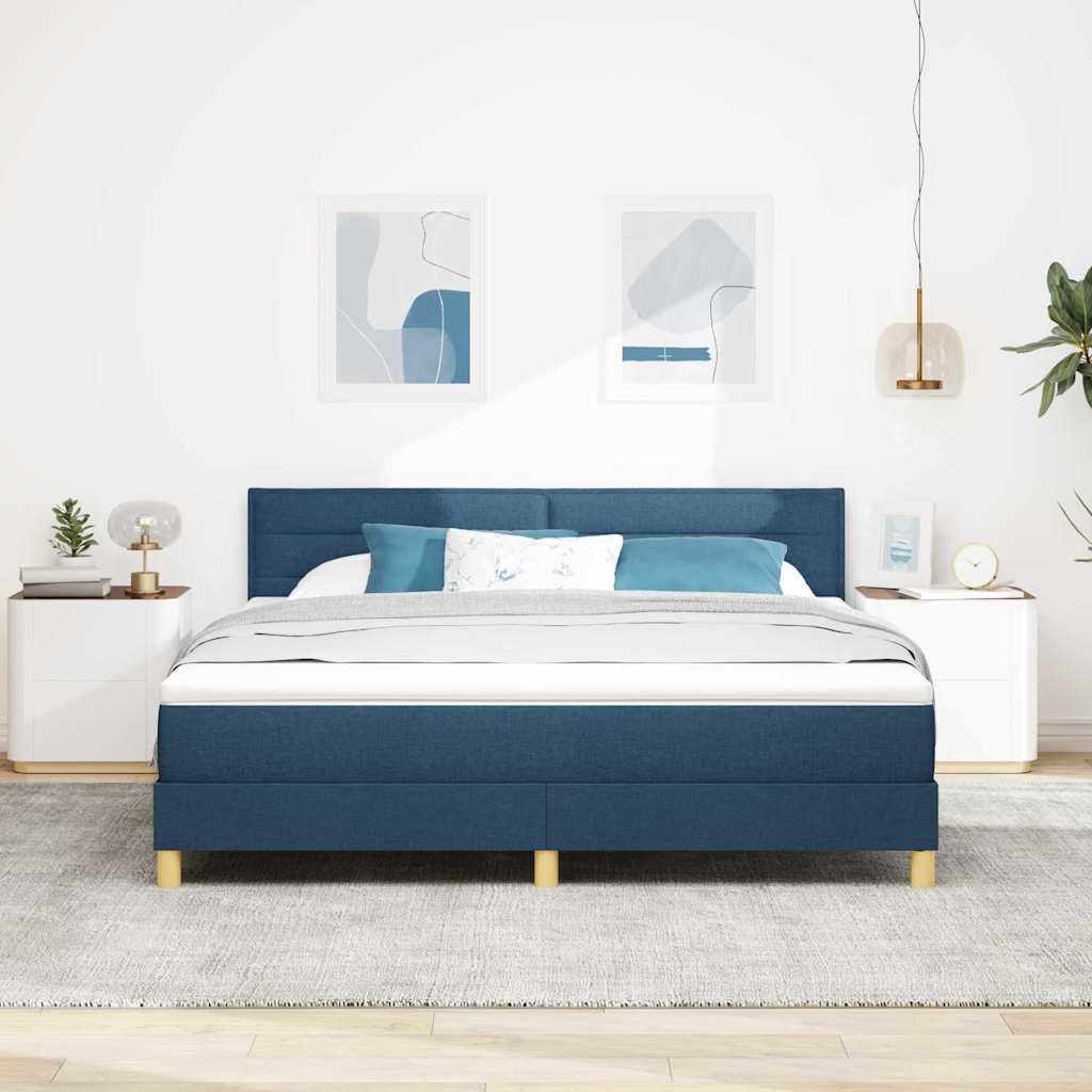 LED Box Spring Bed met hoofdeinde Blauw 180 x 200 cm Stof is nu te koop bij PeponiXL, paradijselijk wonen!