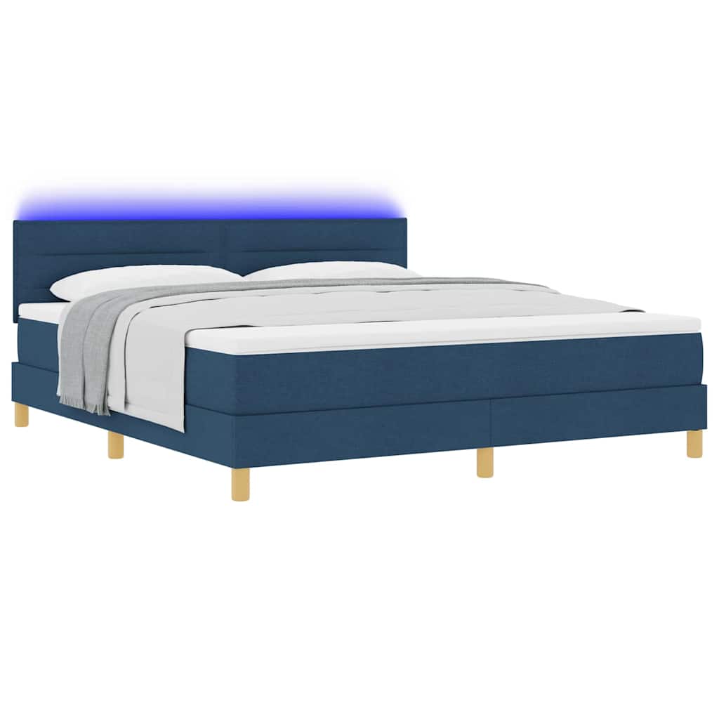 LED Box Spring Bed met hoofdeinde Blauw 180 x 200 cm Stof is nu te koop bij PeponiXL, paradijselijk wonen!