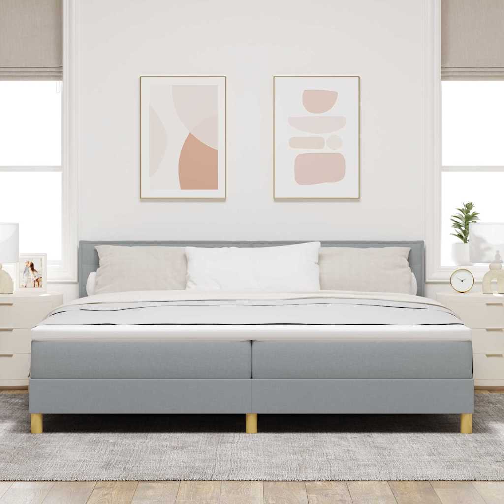 LED Box Spring Bed met hoofdeinde Lichtgrijs 200 x 200 cm Stof is nu te koop bij PeponiXL, paradijselijk wonen!