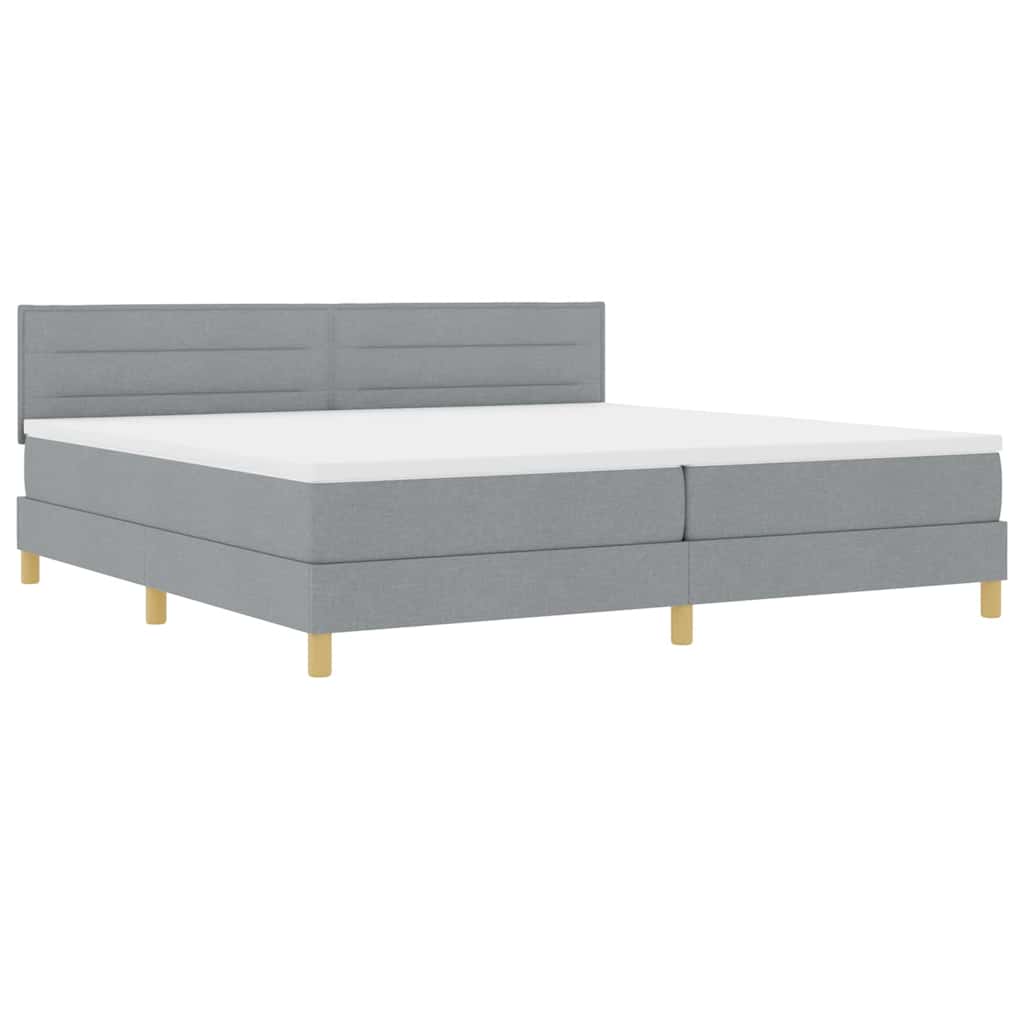 LED Box Spring Bed met hoofdeinde Lichtgrijs 200 x 200 cm Stof is nu te koop bij PeponiXL, paradijselijk wonen!
