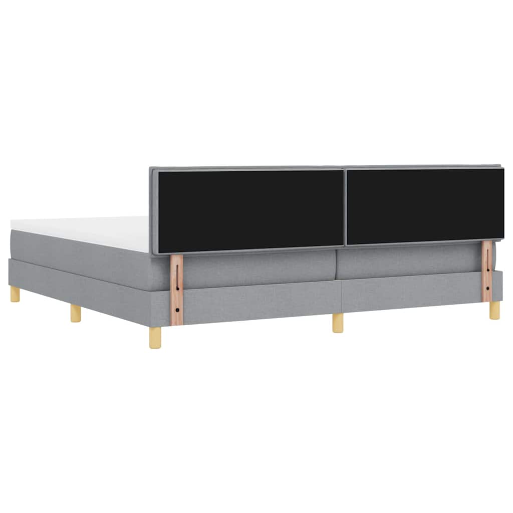 LED Box Spring Bed met hoofdeinde Lichtgrijs 200 x 200 cm Stof is nu te koop bij PeponiXL, paradijselijk wonen!