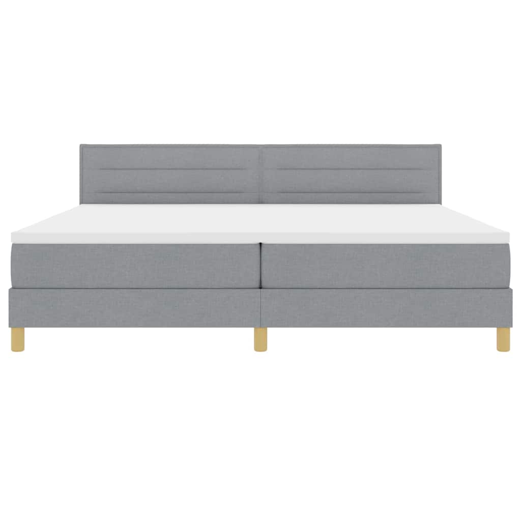 LED Box Spring Bed met hoofdeinde Lichtgrijs 200 x 200 cm Stof is nu te koop bij PeponiXL, paradijselijk wonen!
