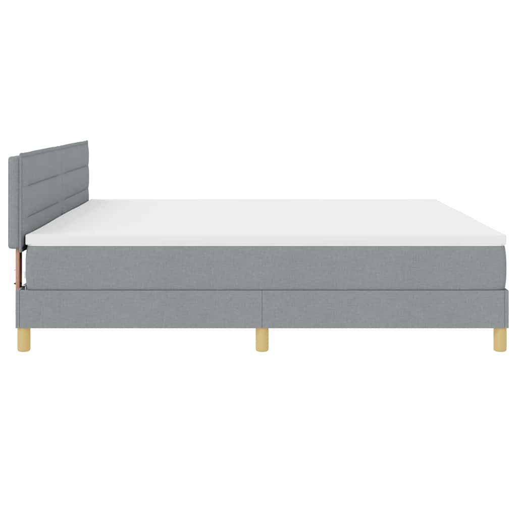 LED Box Spring Bed met hoofdeinde Lichtgrijs 200 x 200 cm Stof is nu te koop bij PeponiXL, paradijselijk wonen!
