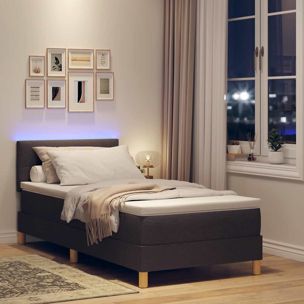 LED Box Spring Bed met hoofdeinde Donkerbruin 80 x 200 cm Stof is nu te koop bij PeponiXL, paradijselijk wonen!