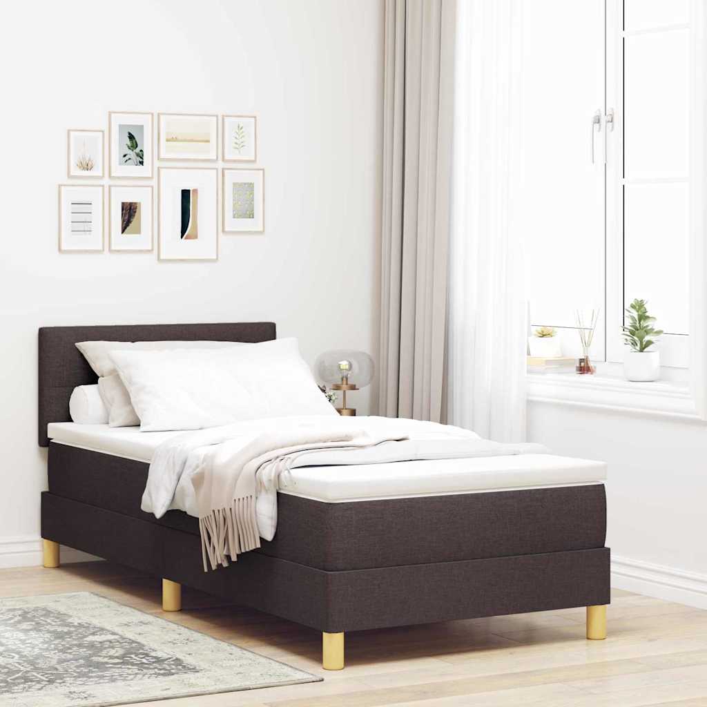 LED Box Spring Bed met hoofdeinde Donkerbruin 80 x 200 cm Stof is nu te koop bij PeponiXL, paradijselijk wonen!