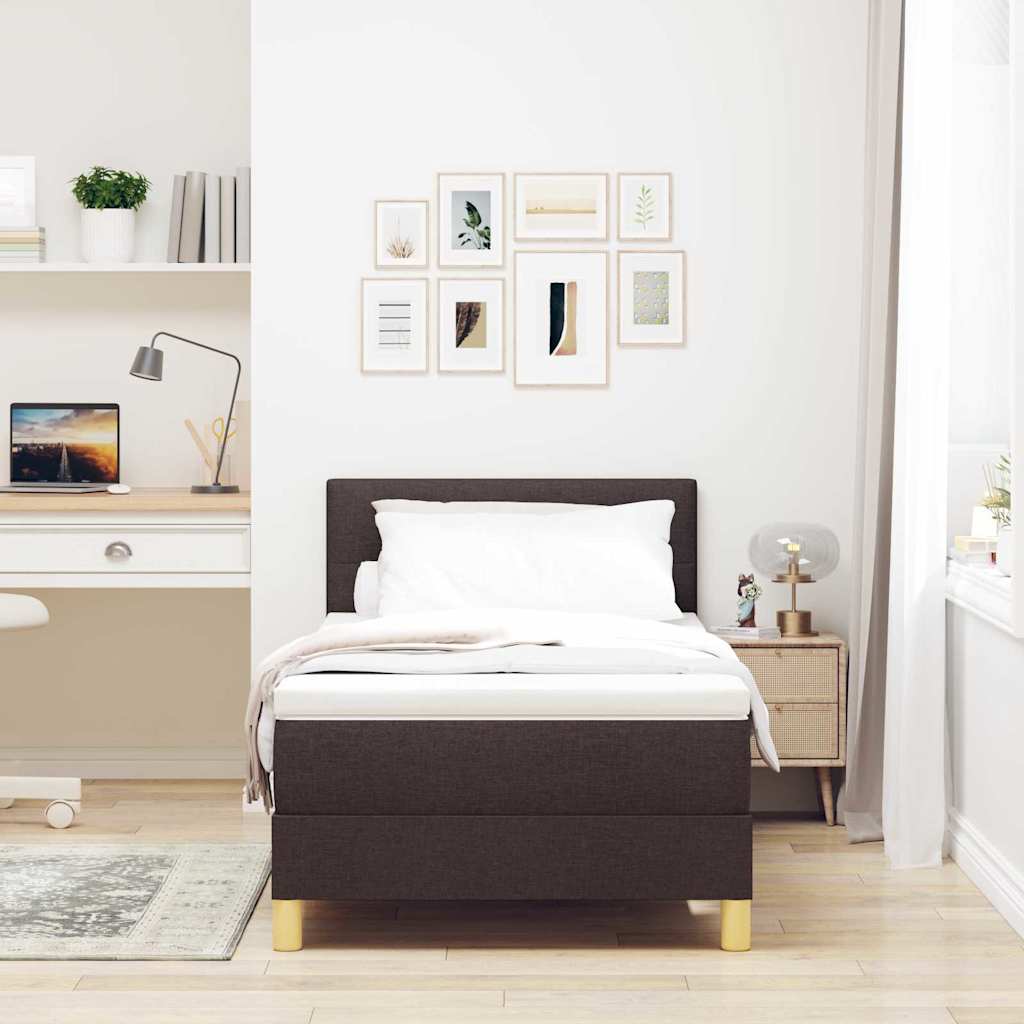 LED Box Spring Bed met hoofdeinde Donkerbruin 80 x 200 cm Stof is nu te koop bij PeponiXL, paradijselijk wonen!
