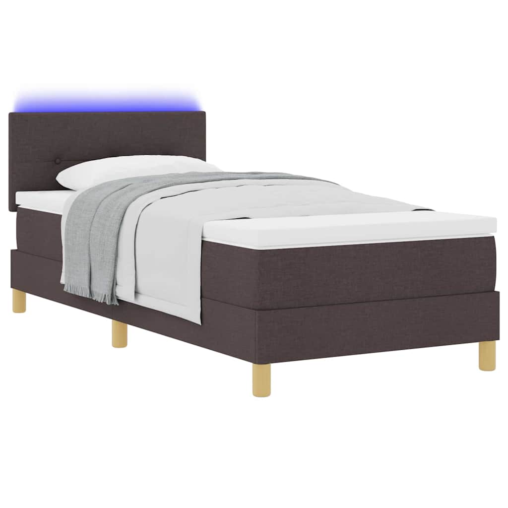 LED Box Spring Bed met hoofdeinde Donkerbruin 80 x 200 cm Stof is nu te koop bij PeponiXL, paradijselijk wonen!