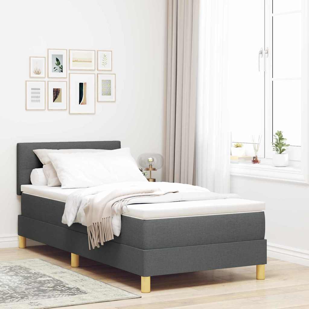 LED Box Spring Bed met hoofdeinde Donkergrijs 90 x 190 cm Stof is nu te koop bij PeponiXL, paradijselijk wonen!