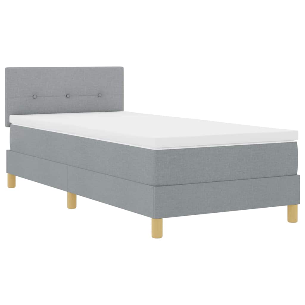 LED Box Spring Bed met hoofdeinde Lichtgrijs 90 x 200 cm Stof is nu te koop bij PeponiXL, paradijselijk wonen!