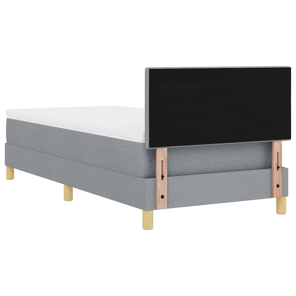 LED Box Spring Bed met hoofdeinde Lichtgrijs 90 x 200 cm Stof is nu te koop bij PeponiXL, paradijselijk wonen!