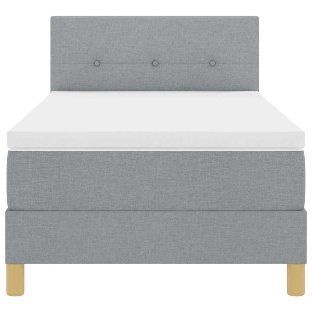 LED Box Spring Bed met hoofdeinde Lichtgrijs 90 x 200 cm Stof is nu te koop bij PeponiXL, paradijselijk wonen!