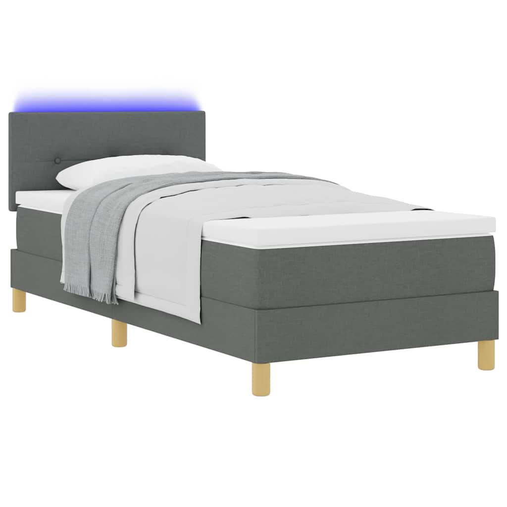LED Box Spring Bed met hoofdeinde Donkergrijs 90 x 200 cm Stof is nu te koop bij PeponiXL, paradijselijk wonen!