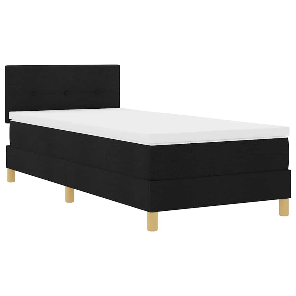 LED Box Spring Bed met hoofdeinde Zwart 90 x 200 cm Stof is nu te koop bij PeponiXL, paradijselijk wonen!