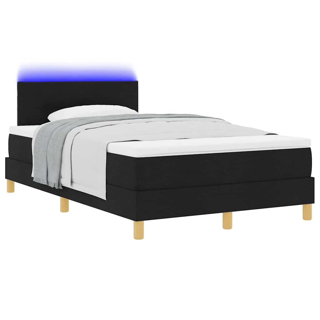 LED Box Spring Bed met hoofdeinde Zwart 120 x 190 cm Stof is nu te koop bij PeponiXL, paradijselijk wonen!