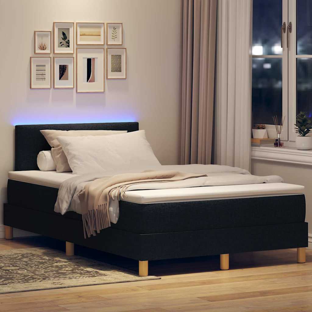 LED Box Spring Bed met hoofdeinde Zwart 120 x 200 cm Stof is nu te koop bij PeponiXL, paradijselijk wonen!