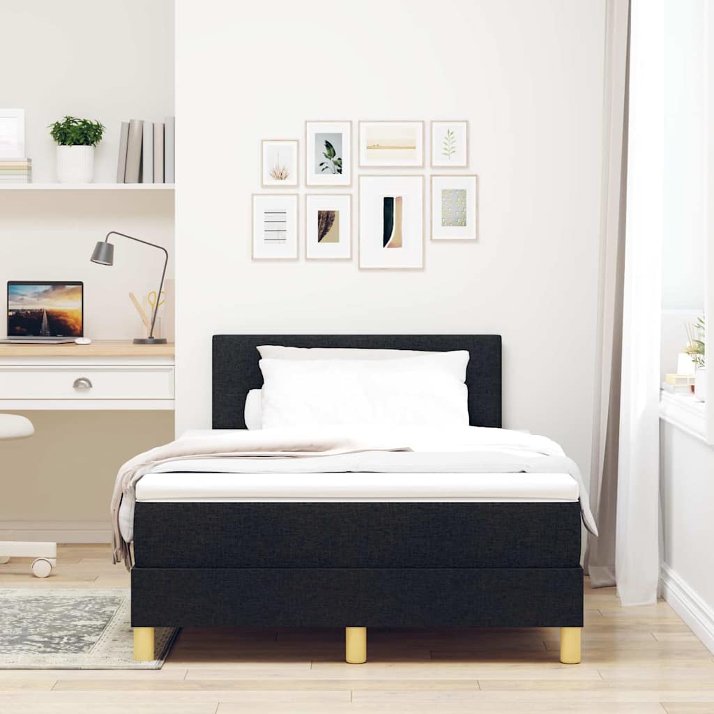 LED Box Spring Bed met hoofdeinde Zwart 120 x 200 cm Stof is nu te koop bij PeponiXL, paradijselijk wonen!