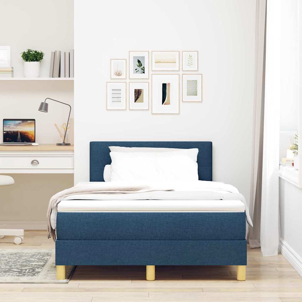 LED Box Spring Bed met hoofdeinde Blauw 120 x 200 cm Stof is nu te koop bij PeponiXL, paradijselijk wonen!