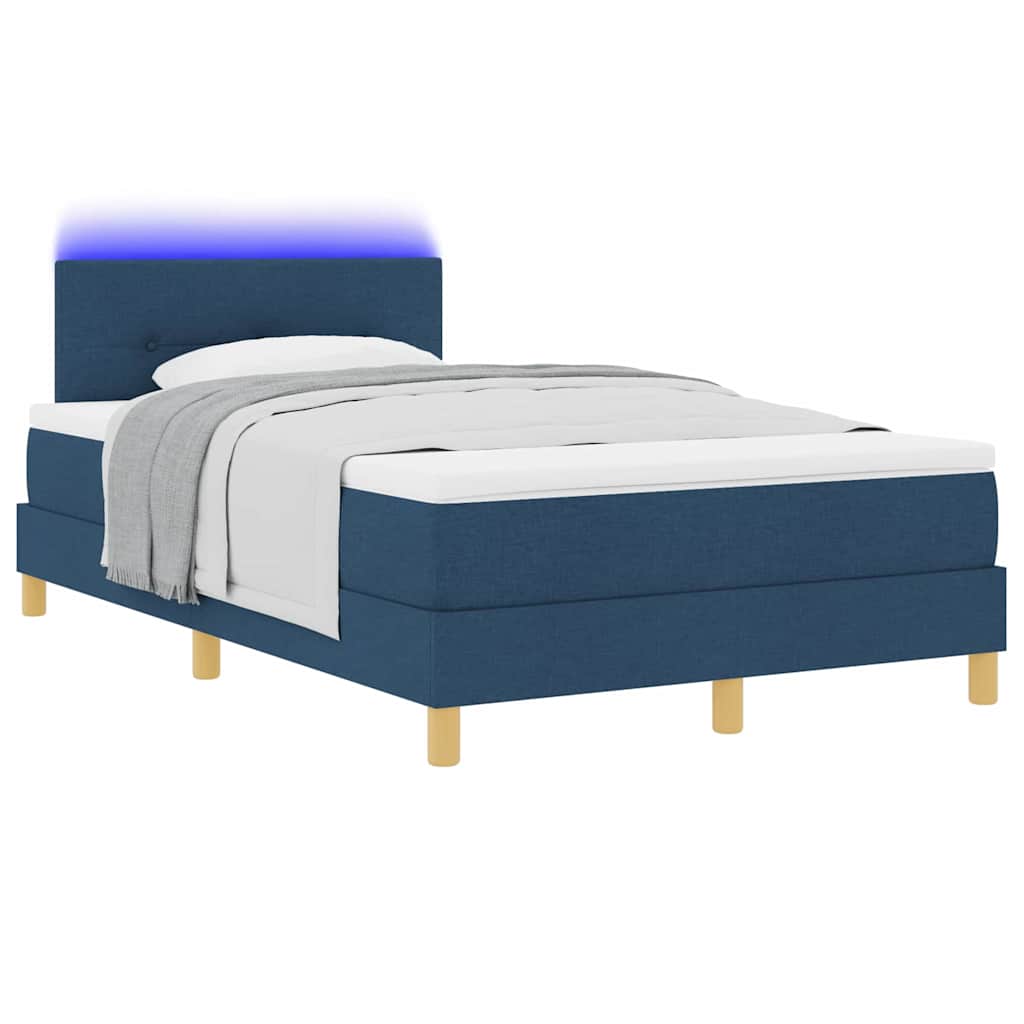 LED Box Spring Bed met hoofdeinde Blauw 120 x 200 cm Stof is nu te koop bij PeponiXL, paradijselijk wonen!