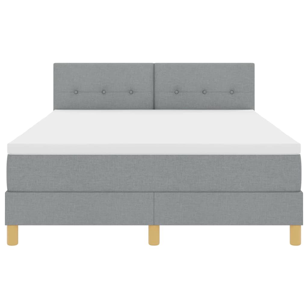 LED Box Spring Bed met hoofdeinde Lichtgrijs 140 x 200 cm Stof is nu te koop bij PeponiXL, paradijselijk wonen!