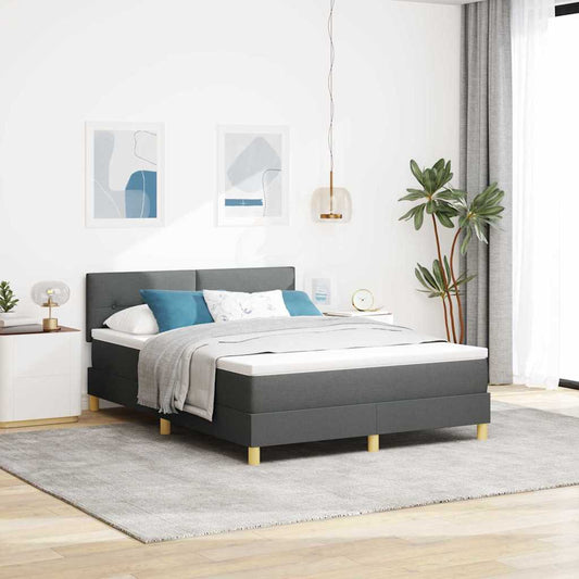 LED Box Spring Bed met hoofdeinde Donkergrijs 140 x 200 cm Stof is nu te koop bij PeponiXL, paradijselijk wonen!