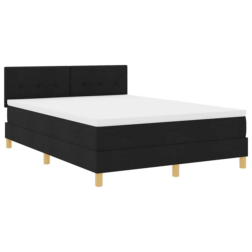 LED Box Spring Bed met hoofdeinde Zwart 140 x 200 cm Stof is nu te koop bij PeponiXL, paradijselijk wonen!