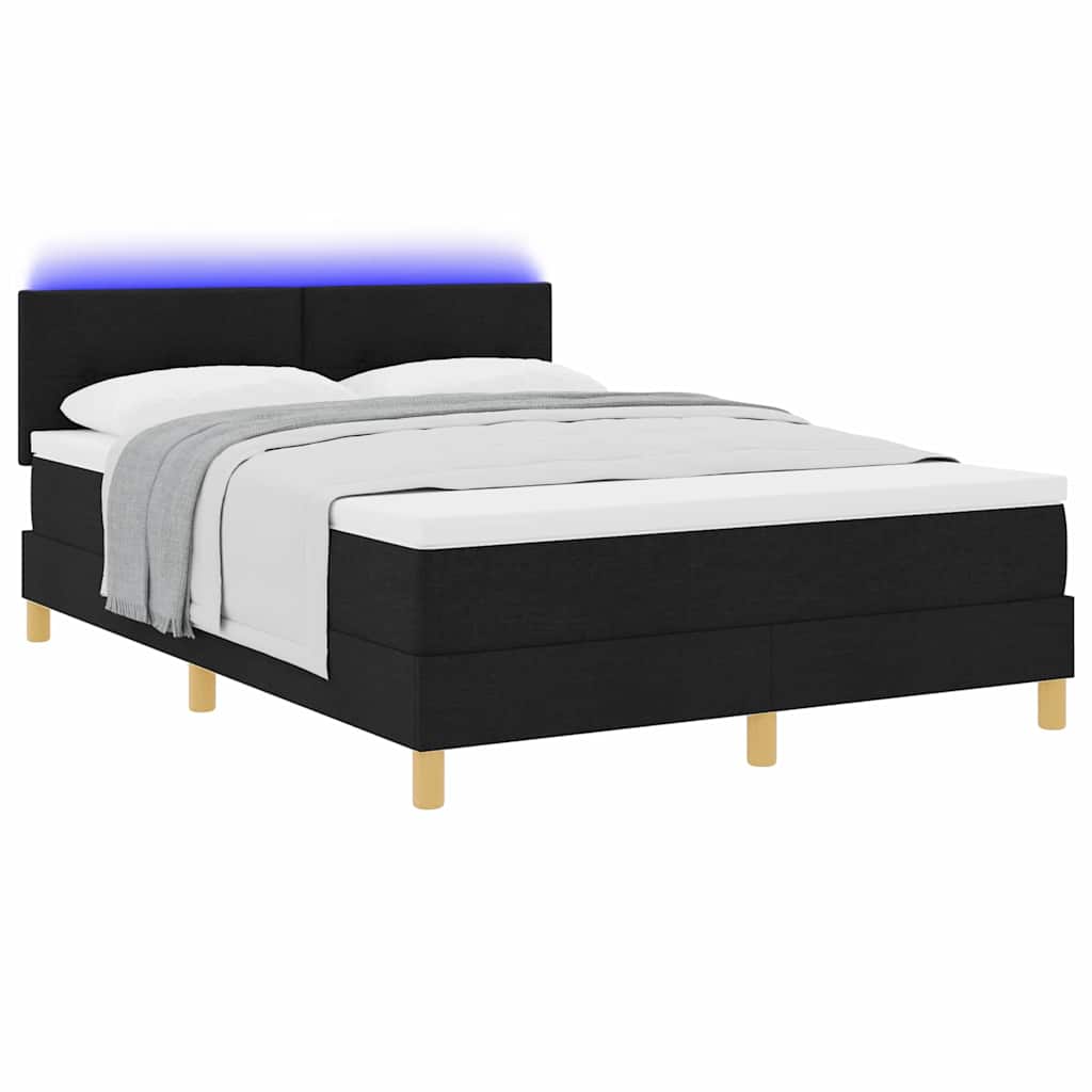 LED Box Spring Bed met hoofdeinde Zwart 140 x 200 cm Stof is nu te koop bij PeponiXL, paradijselijk wonen!