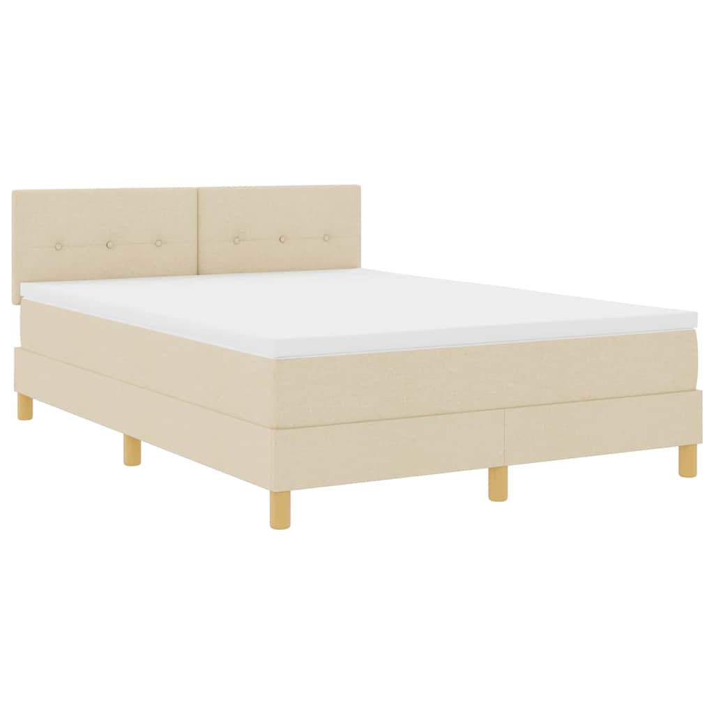 LED Box Spring Bed met hoofdeinde Crème 140 x 200 cm Stof is nu te koop bij PeponiXL, paradijselijk wonen!