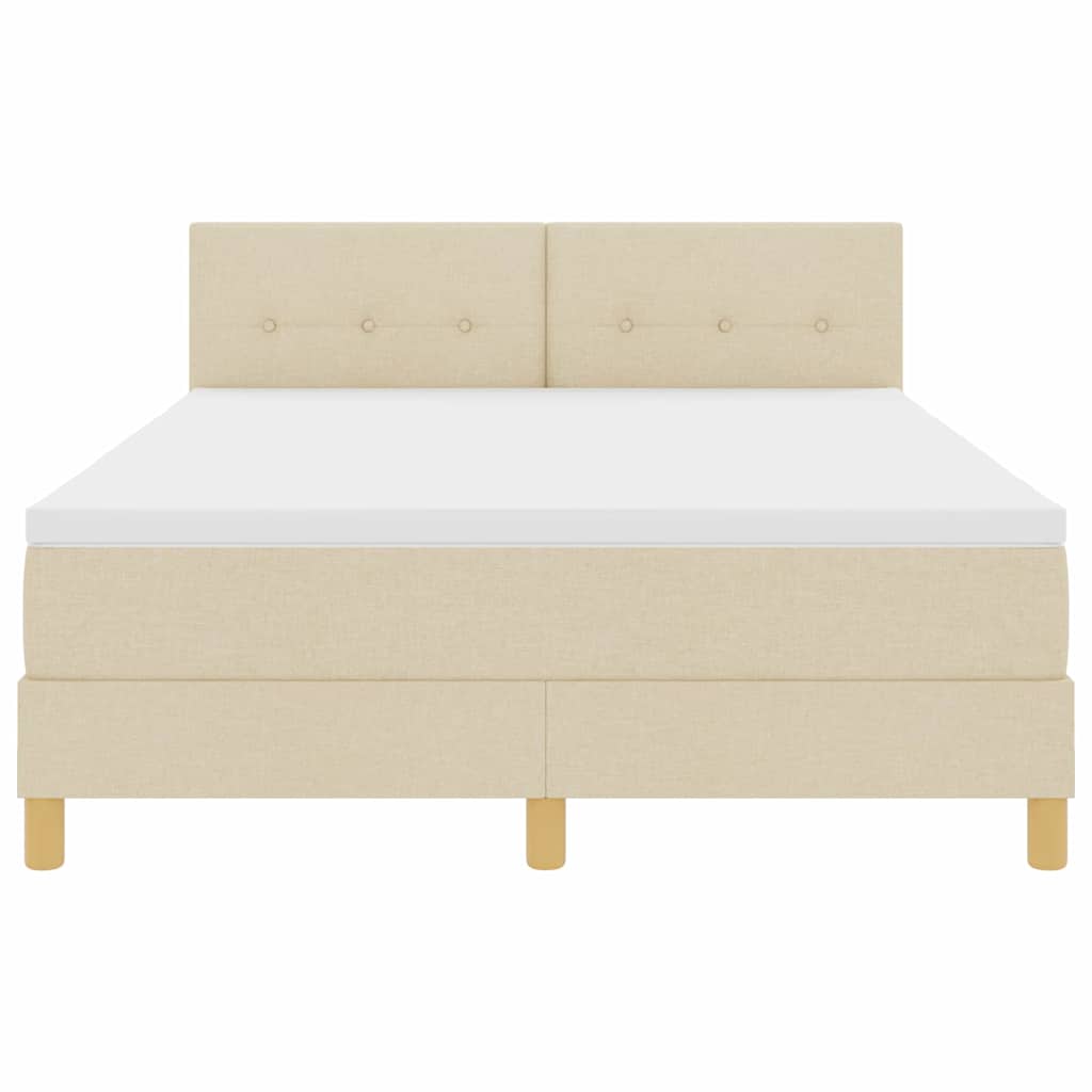 LED Box Spring Bed met hoofdeinde Crème 140 x 200 cm Stof is nu te koop bij PeponiXL, paradijselijk wonen!