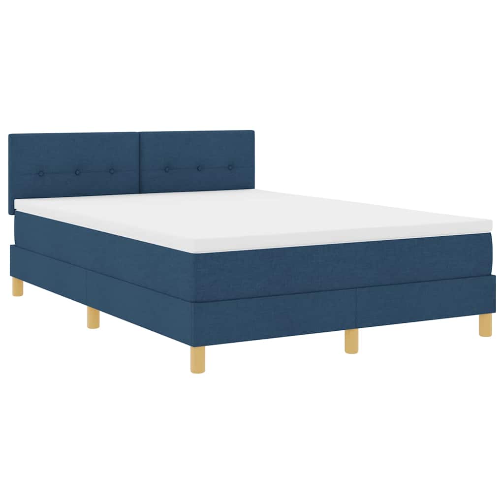 LED Box Spring Bed met hoofdeinde Blauw 140 x 200 cm Stof is nu te koop bij PeponiXL, paradijselijk wonen!
