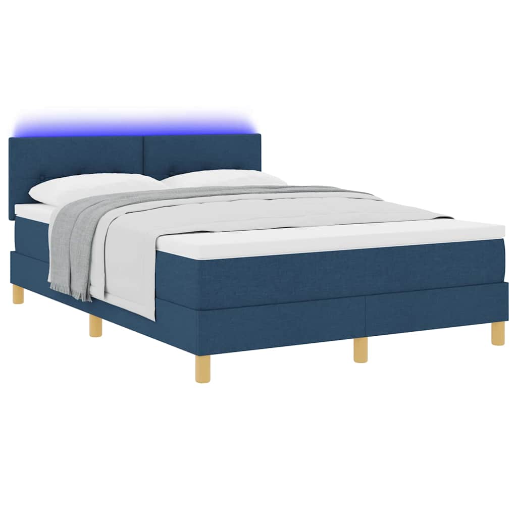 LED Box Spring Bed met hoofdeinde Blauw 140 x 200 cm Stof is nu te koop bij PeponiXL, paradijselijk wonen!