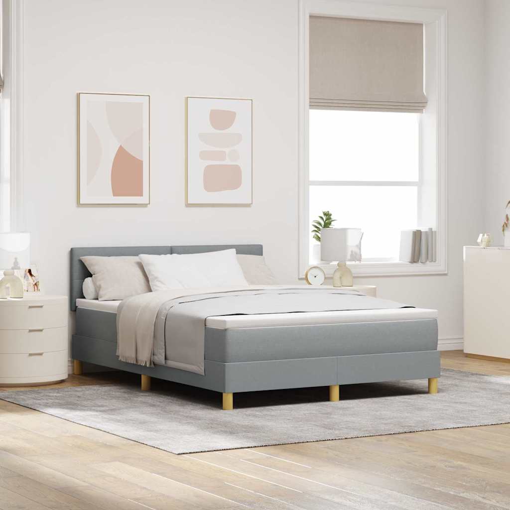 LED Box Spring Bed met hoofdeinde Lichtgrijs 160 x 200 cm Stof is nu te koop bij PeponiXL, paradijselijk wonen!