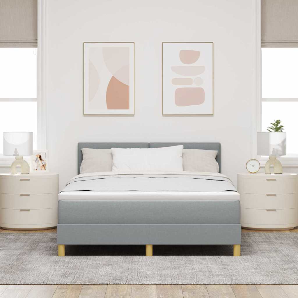 LED Box Spring Bed met hoofdeinde Lichtgrijs 160 x 200 cm Stof is nu te koop bij PeponiXL, paradijselijk wonen!