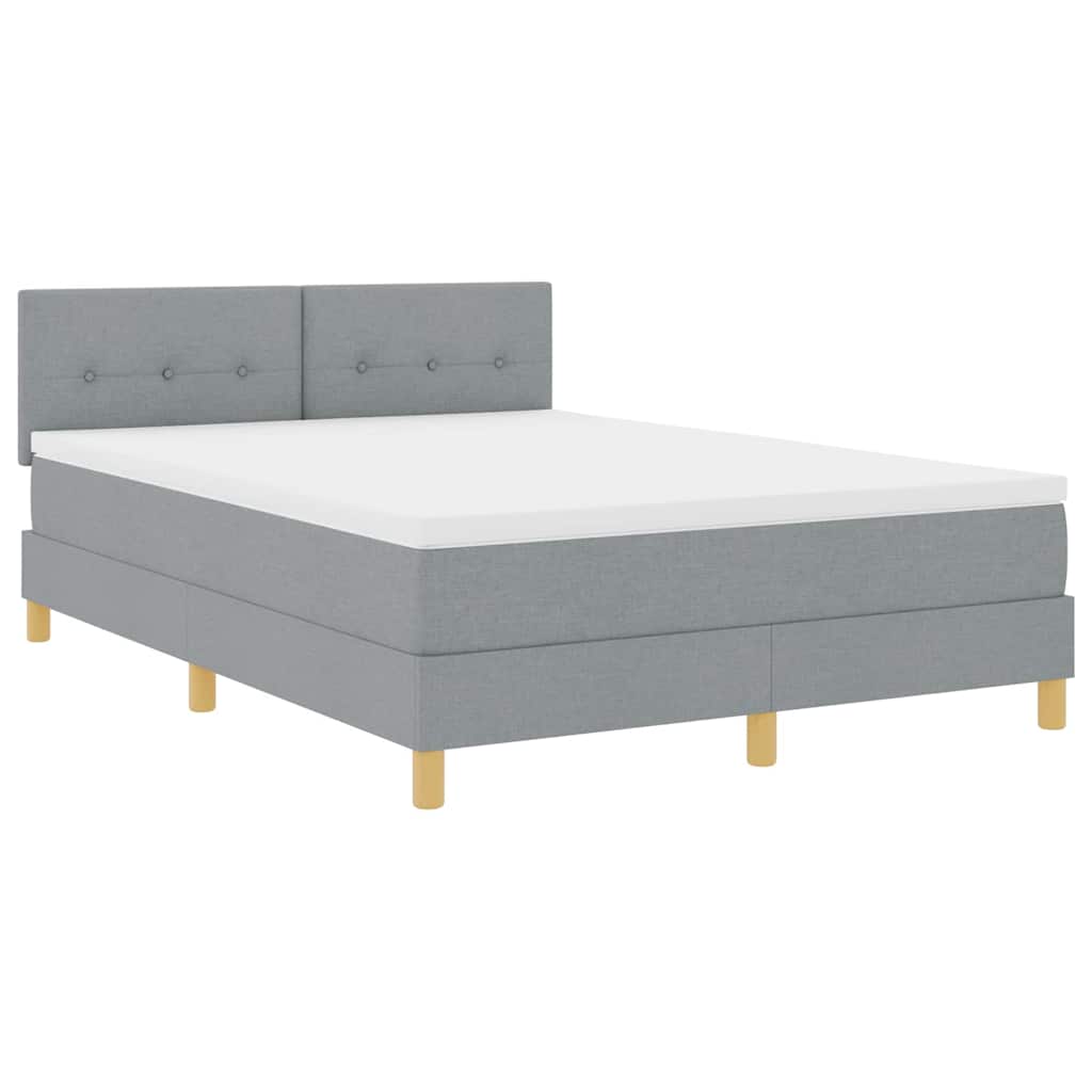 LED Box Spring Bed met hoofdeinde Lichtgrijs 160 x 200 cm Stof is nu te koop bij PeponiXL, paradijselijk wonen!